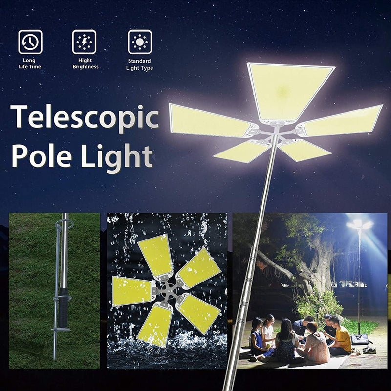 CRONY 5LED Fishing Light 360°Light Outdoor Telescopic Camping Rod Floodlight COB Lamp with Fishing Rod Perfect - Edragonmall.com