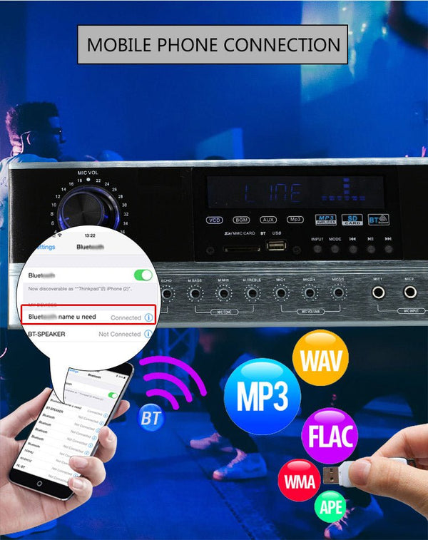 CRONY AV8600 Professional system Amplifier with BT sound system power amplifier home audio amplifier 120w with coaxial and optical input - Edragonmall.com