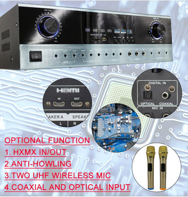 CRONY AV8600 Professional system Amplifier with BT sound system power amplifier home audio amplifier 120w with coaxial and optical input - Edragonmall.com