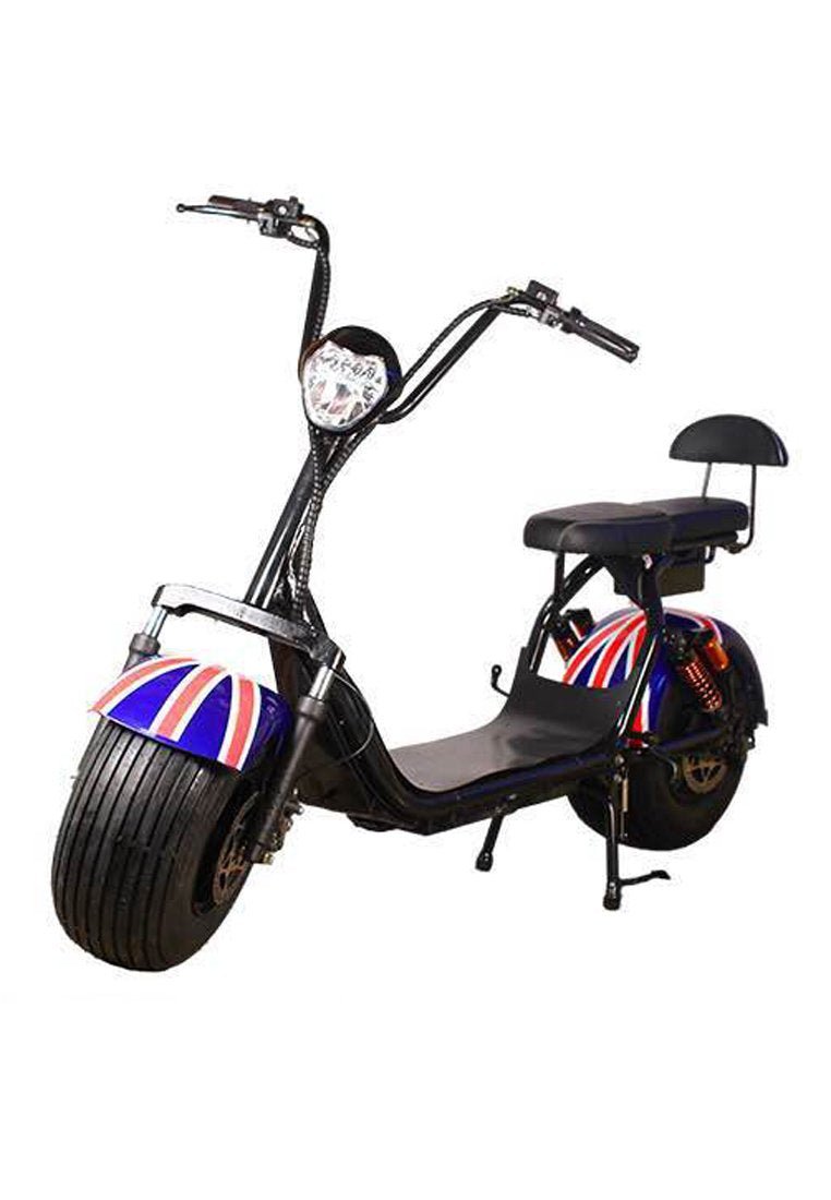 Crony Britain Flag Harley 60V Electric motorcycle with Big Wheels Double Seats for Adults - Edragonmall.com