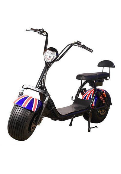 Crony Britain Flag Harley 60V Electric motorcycle with Big Wheels Double Seats for Adults - Edragonmall.com