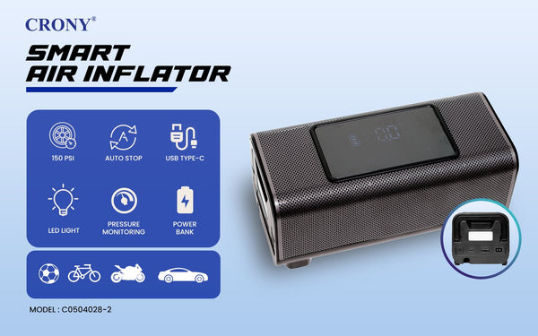 CRONY C0504028-2 Portable Powerful Cordless Electric Tire Inflator - Edragonmall.com