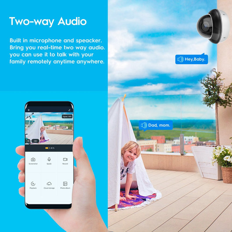 D79W-5MP-10X WIFI POE IP Camera PTZ IP Camera Auto Tracking 2 Way Motion Detection Audio