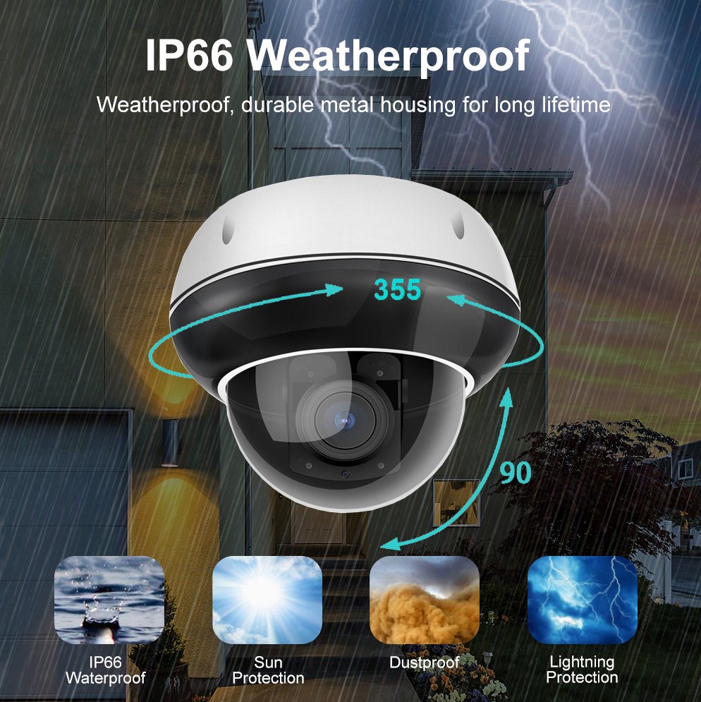 Ctronics Wifi Beveiligingscamera Buiten Dubbele Lens - 2.4/5GHz & PoE - PTZ Met AI Tracking