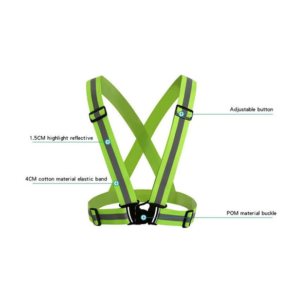CRONY Electric vehicle safety reflector Reflective Vest High Visibility Cycling Safety Vest Adjustable Elastic Strap Fluorescence Work jacket Scooter - Edragonmall.com