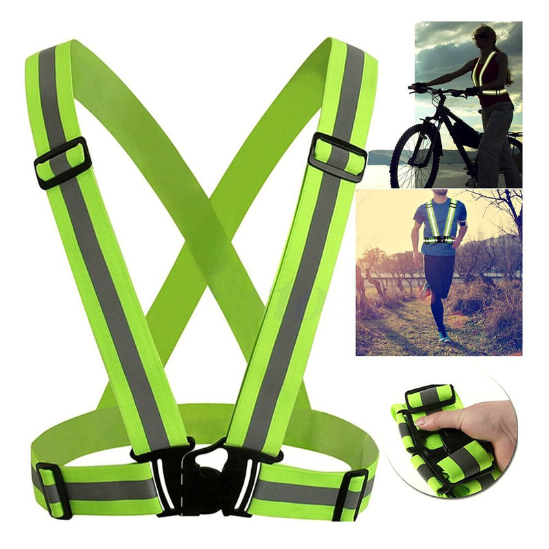 CRONY Electric vehicle safety reflector Reflective Vest High Visibility Cycling Safety Vest Adjustable Elastic Strap Fluorescence Work jacket Scooter - Edragonmall.com