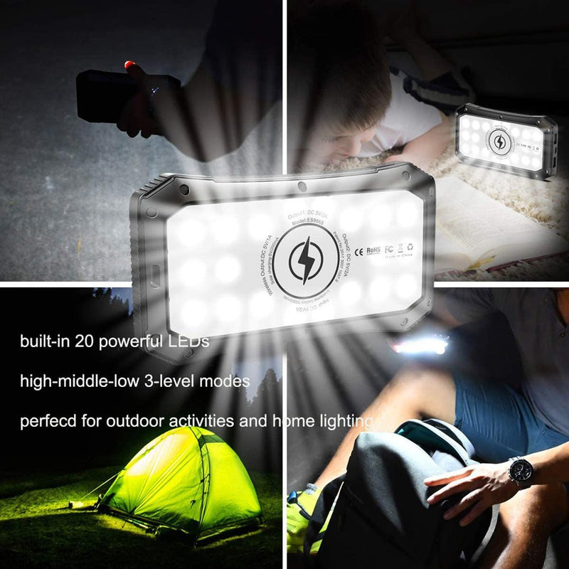 CRONY ES986S-Business Power Bank 28000mAh Solar Charger Qi Wireless Power Bank - Edragonmall.com