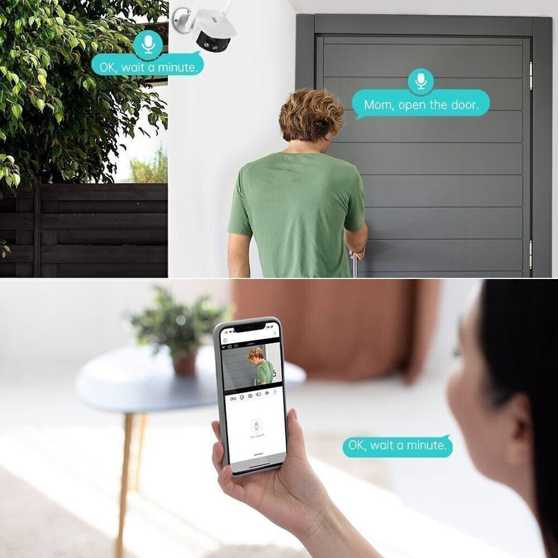 CRONY EW WIFI 4MP（ICsee APP）Binocular ultra wide Angle Camera 4K 8MP Camera Ultra-Wide Angle Dual Lens 180° Panorama two way audio - Edragonmall.com