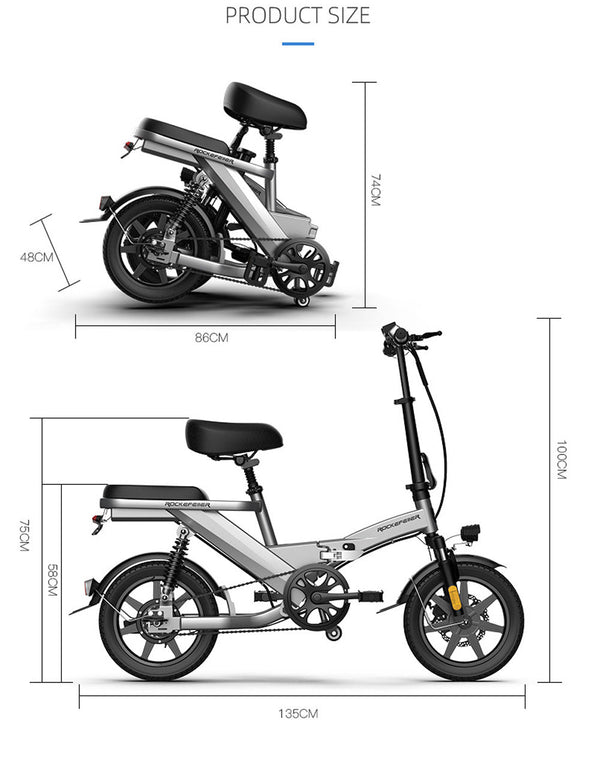 CRONY  F3 Electric Folding Bike 14 inch folding electric bicycle mini battery car small electric car instead of lithium battery
