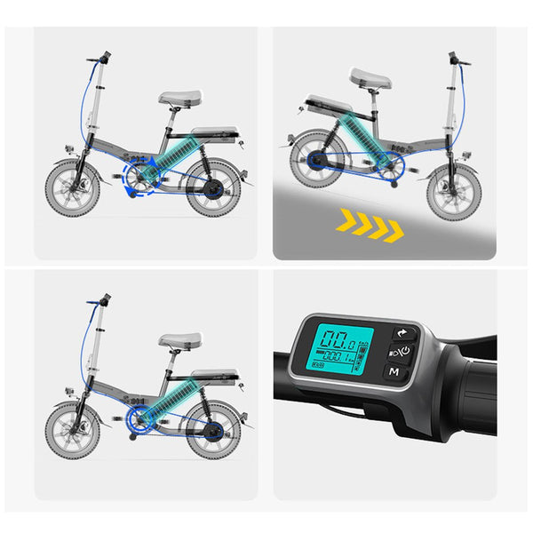 CRONY  F3 Electric Folding Bike 14 inch folding electric bicycle mini battery car small electric car instead of lithium battery
