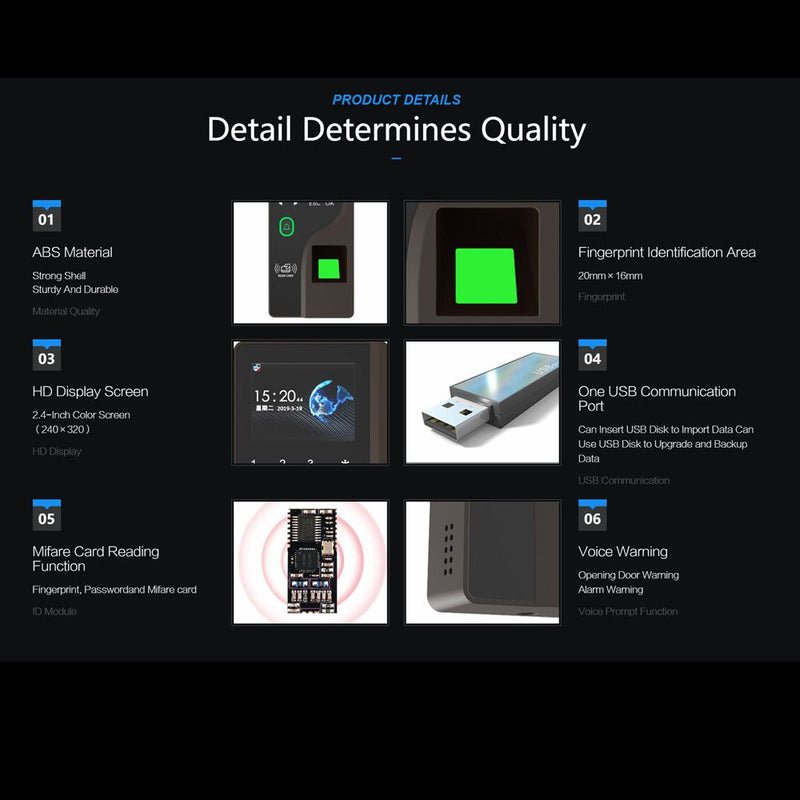 CRONY FC-B104 Fingerprint Attendance Fingerprint Remote Door App to Open The Door Software Management Time Recording Attendance Machine - Edragonmall.com