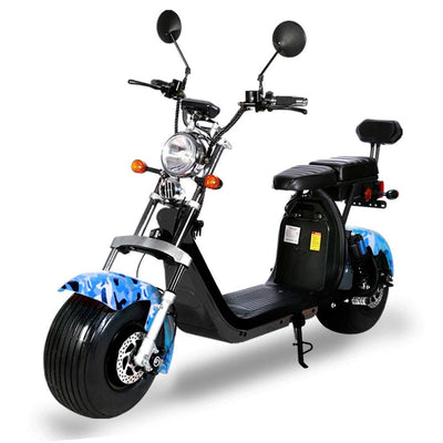CRONY G-028 1500W Harley Electric motorcycle Double Seat with double battery Fat Tire | Blue - Edragonmall.com
