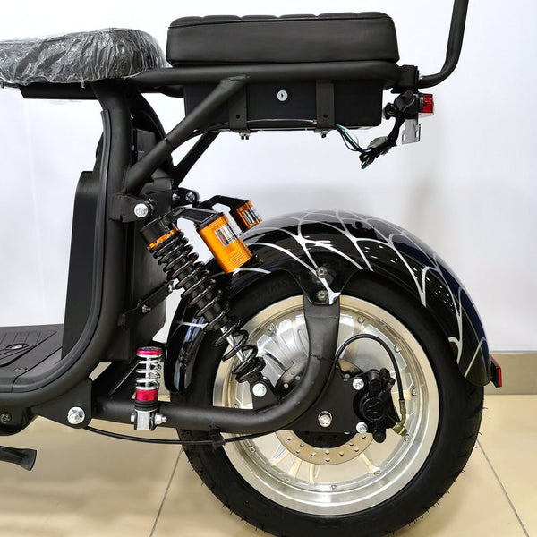 CRONY G-028 1500W Harley Electric Motorcycle Double Seat with double battery Rugged | Black spider - Edragonmall.com