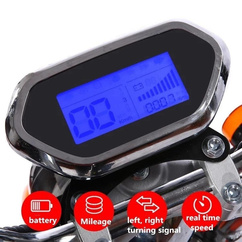 CRONY G-028 1500W Harley Electric Motorcycle Double Seat with double battery Rugged | Black spider - Edragonmall.com