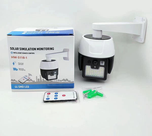 CRONY HW-5118-1 LED solar rechargeable wall lamps Solar human body induction simulation camera monitoring light fake camera light - Edragonmall.com