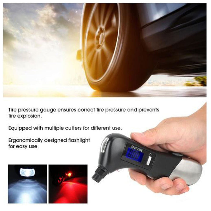 CRONY  JZ-405C Tire Pressure Measuring Mini LED Flashlight Torch Multifunction Emergency lamp