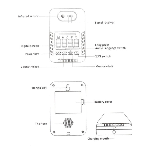 CRONY K3X Automatic sensing wall thermometer Non-contact Infrared Thermometer Automatic Digital Temperature Measurement Fever LCD - Edragonmall.com