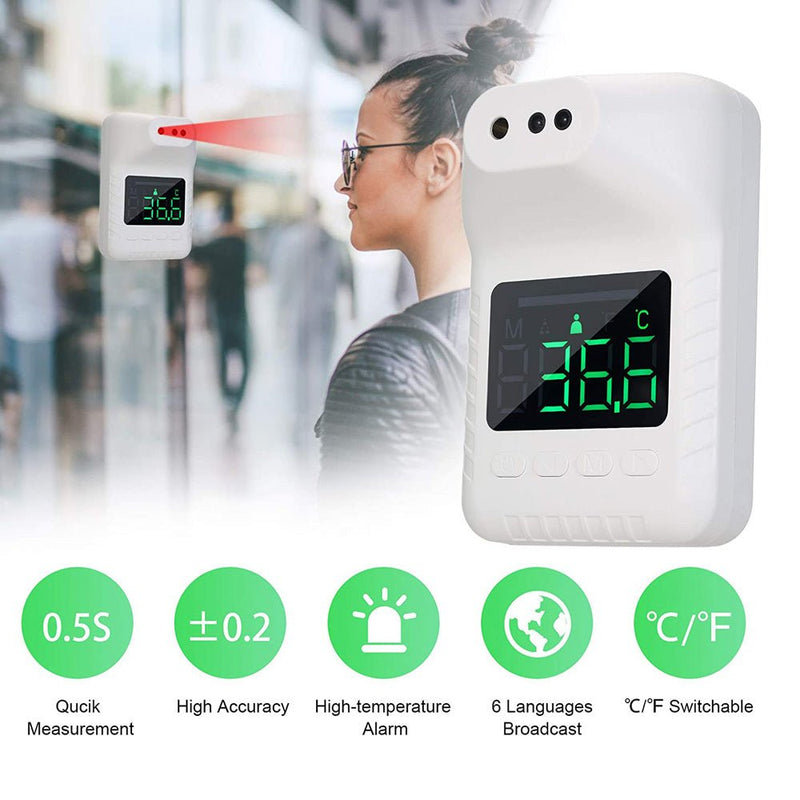 CRONY K3X Automatic sensing wall thermometer Non-contact Infrared Thermometer Automatic Digital Temperature Measurement Fever LCD - Edragonmall.com