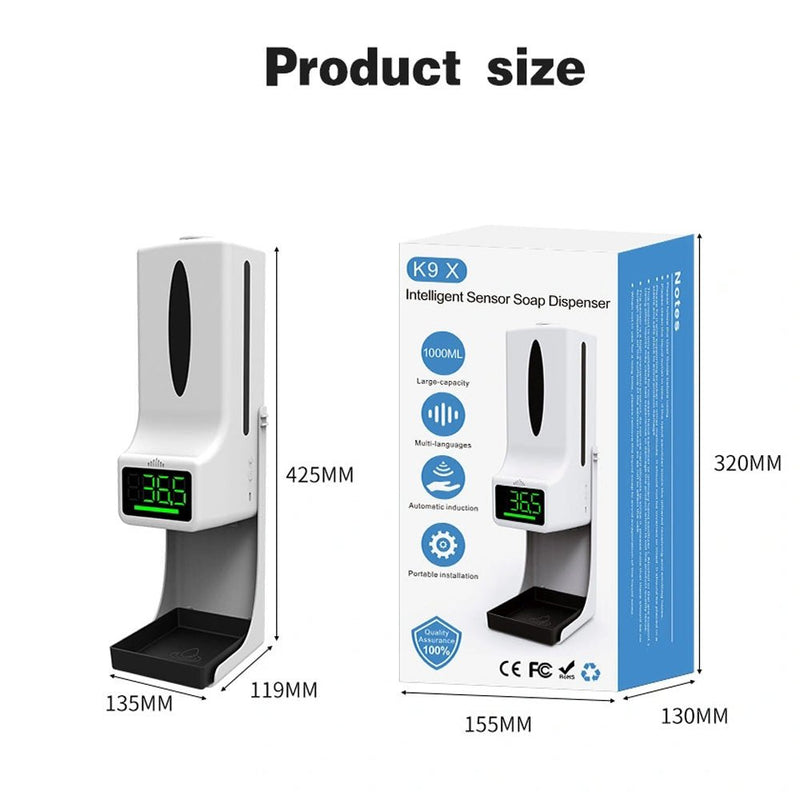 CRONY K9 Pro X Automatic Temperature Measurement&Disinfection Mach Intelligent Sensor Soap Dispenser with Thermometer Infrared Thermometer Dispenser - Edragonmall.com