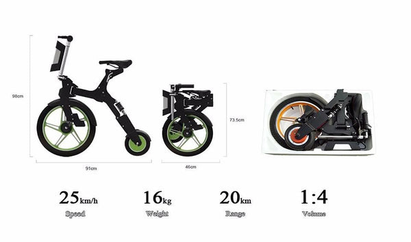 CRONY Mini-Q Fold Electric Bike 36V 250W Portable Electric motorcycle - Edragonmall.com