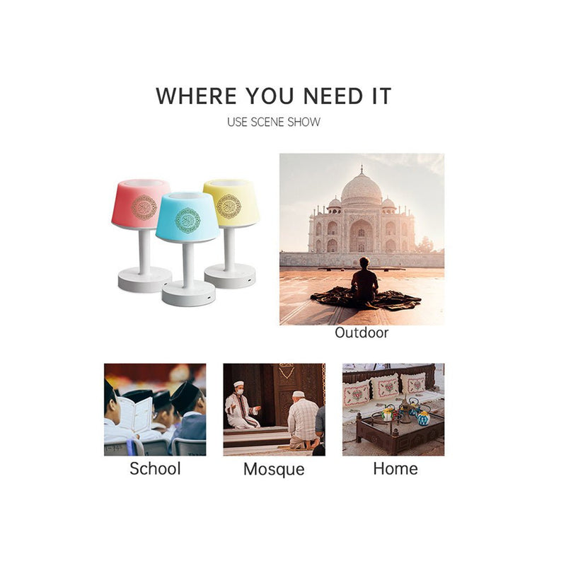 CRONY MTS-525 QS-525 Quran speaker have not APP Koran Lamp Rainbow Arabic Ali Madina Mushaf English Bluetooth Touch quran Speaker - Edragonmall.com