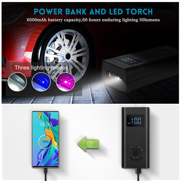 CRONY NEW Portable Electric Air Inflator 12v 150PSI Rechargeable 6500mAh Car Pump Tire Inflator Cordless Portable Compressor - Edragonmall.com