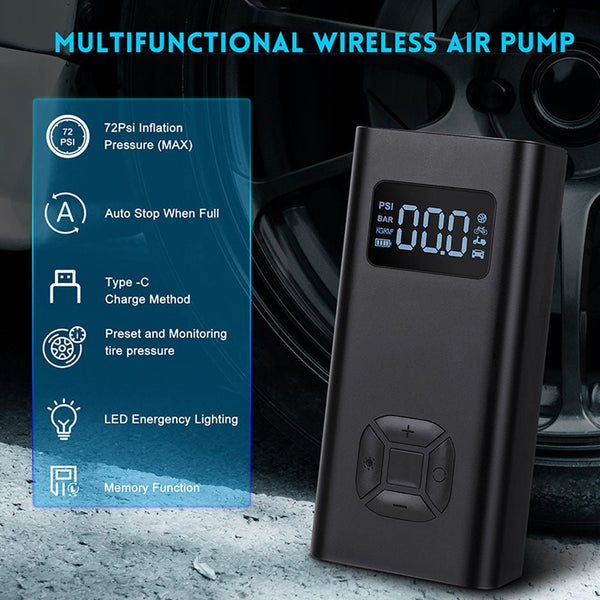CRONY NEW Portable Electric Air Inflator 12v 150PSI Rechargeable 6500mAh Car Pump Tire Inflator Cordless Portable Compressor - Edragonmall.com