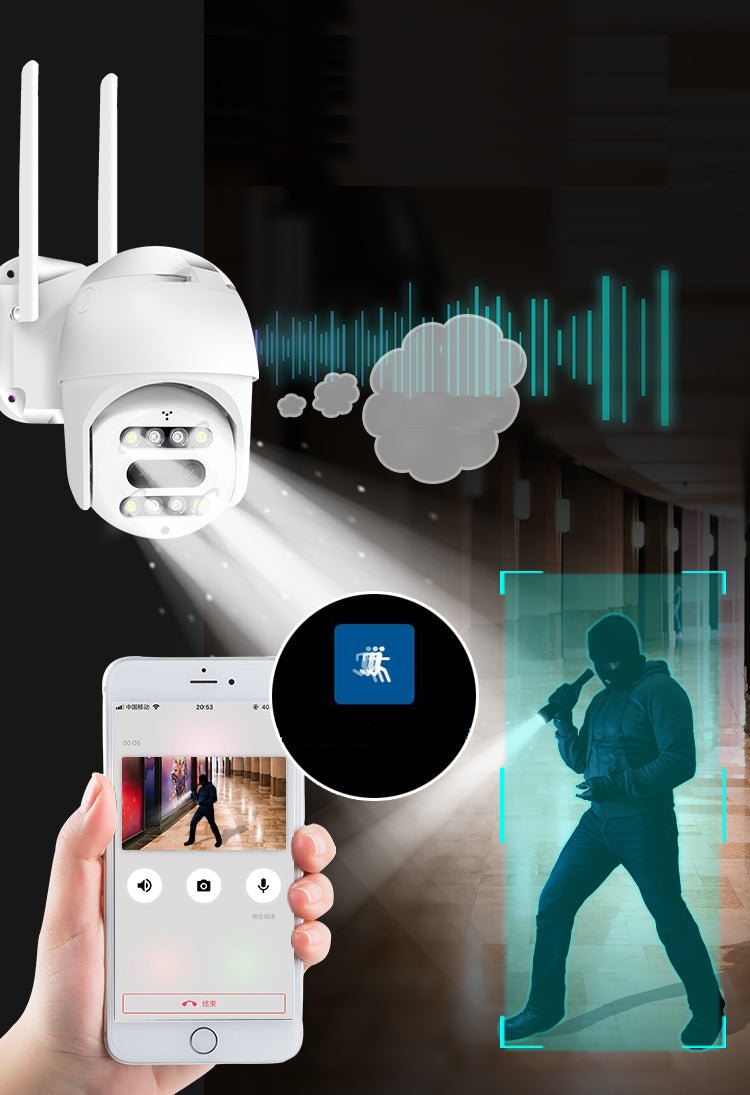 CRONY NIP-21HS carecam PRO APP ball Face recognition and shooting linkage alarm Voice alarm Day and night full color dual lens camera - Edragonmall.com