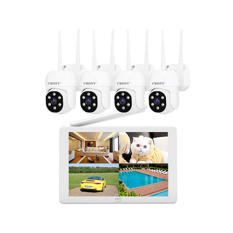 CRONY NVS009 4CH LCD IP WIFI KIT 1080P CCTV Camera System Home Security Camera System Wireless NVR Kit - Edragonmall.com