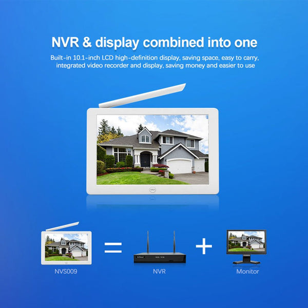 CRONY NVS009 4CH LCD IP WIFI KIT 1080P CCTV Camera System Home Security Camera System Wireless NVR Kit - Edragonmall.com
