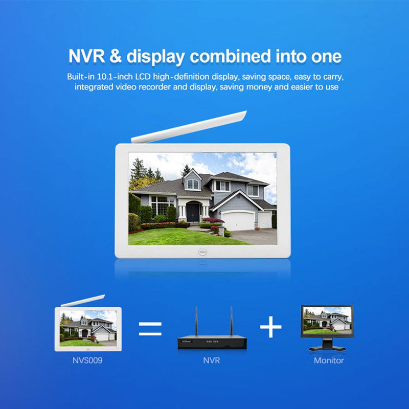 CRONY NVS009 4CH LCD IP WIFI KIT 1080P CCTV Camera System Home Security Camera System Wireless NVR Kit - Edragonmall.com