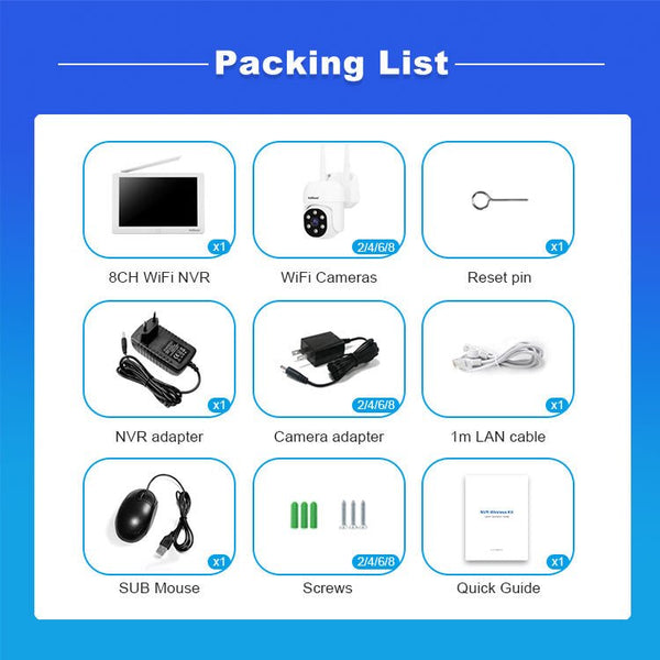 CRONY NVS009 4CH LCD IP WIFI KIT 1080P CCTV Camera System Home Security Camera System Wireless NVR Kit - Edragonmall.com