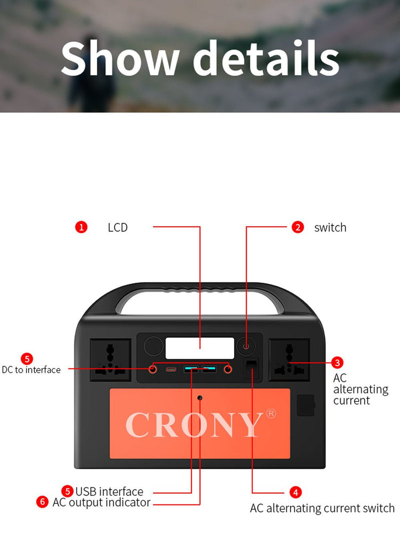 CRONY OKD300 Portable Power Station Portable Power Station 300W Backup Lithium Battery 314Wh 110V Pure Sine Wave AC Socket Solar Generator Power Supply - Edragonmall.com