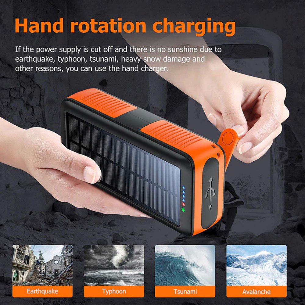 CRONY PS-618 Hand turn type power solar Power bank Solar battery hand crank power generation 40000mAh - Edragonmall.com