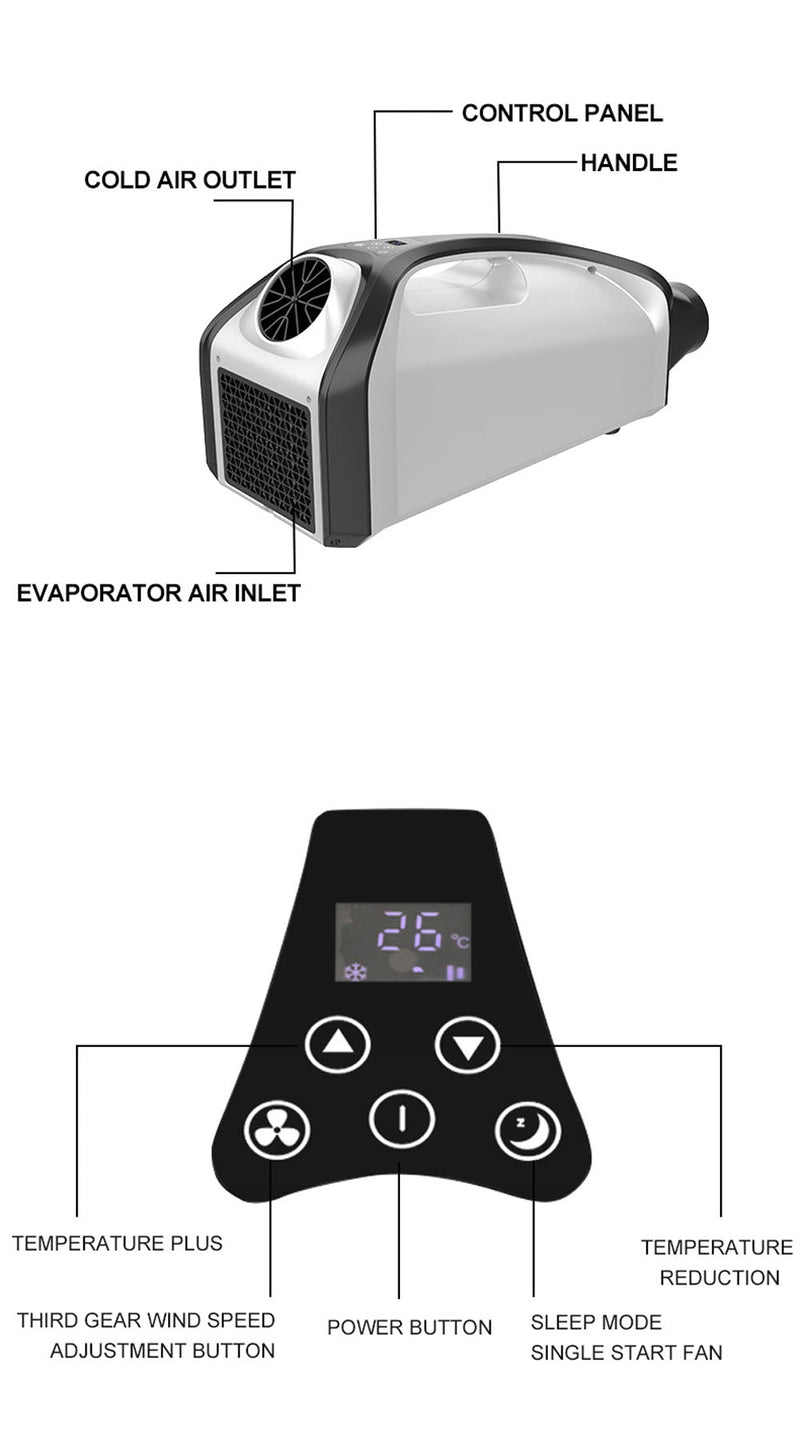 CRONY QN750 Tent air conditioning Portable Air Conditioners Home AC Cooling Unit 24V DC100-240V AC 3 Fan Speeds - Edragonmall.com