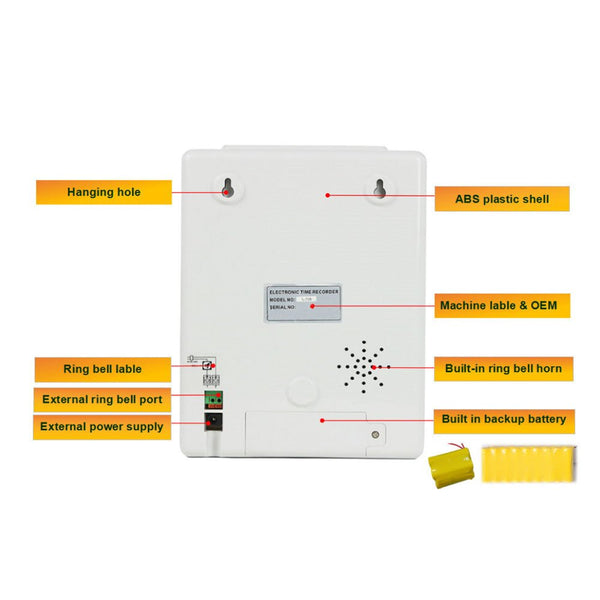 CRONY S-180P Attendance Machine Electronic Employee Starter Time Clock Punch Pak Recorder Attendance Time Card Machine - Edragonmall.com