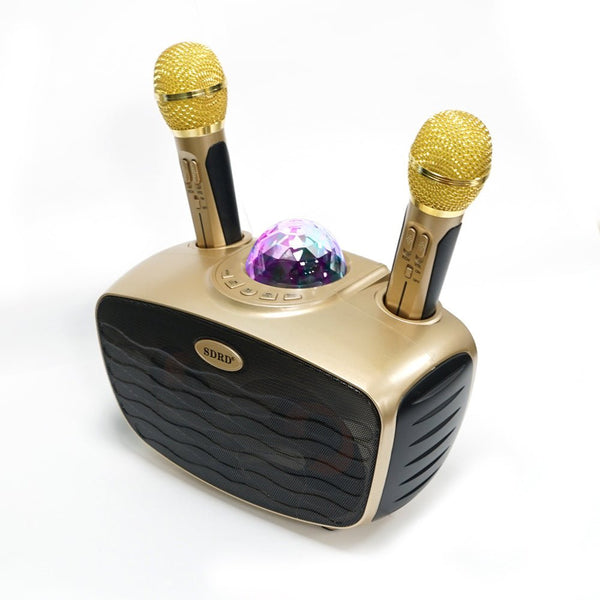 CRONY SD-315 BT Speaker karaoke bluetooth speaker with 2 microphones | Golden - Edragonmall.com
