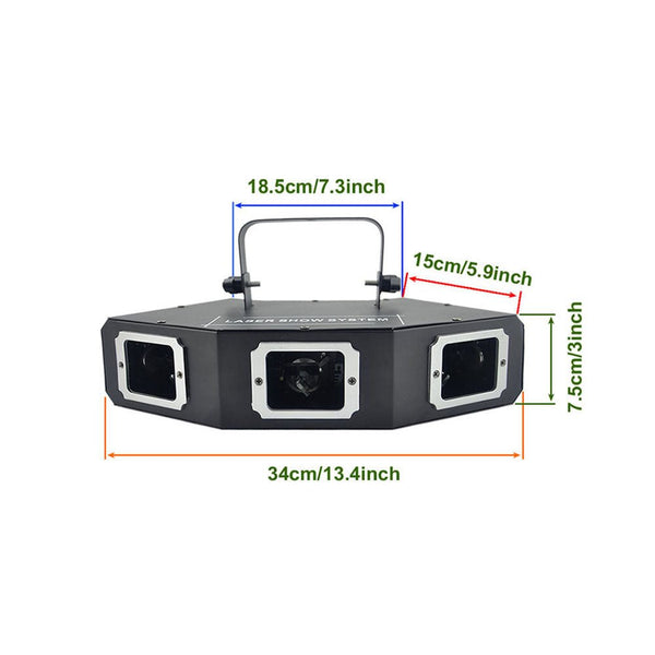 CRONY Sectorial 3 hole red green blue laser light Colorful Fan Beam Pattern Led Lights RGB Disco Laser Stage Lighting For Party - Edragonmall.com
