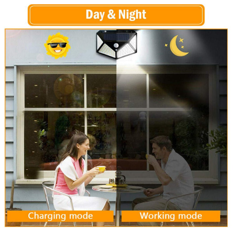 CRONY SH-100LED Solar Powered LED Wall Light Outdoor Backyard Garden Stair Solar Powered 4 Sides Lighting Wall Lamp 100LED Motion - Edragonmall.com