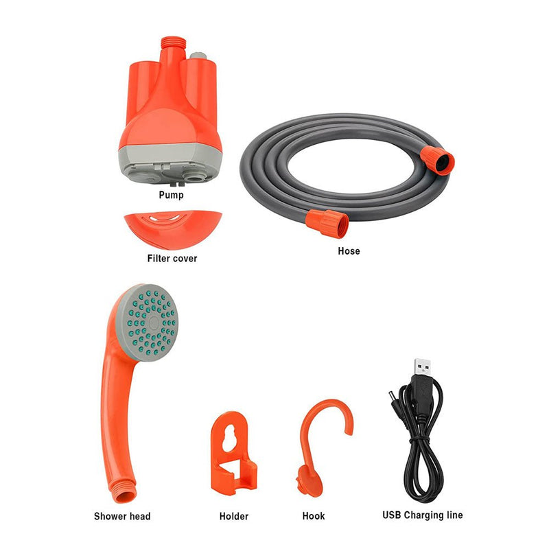 CRONY SH-410 portable shower nozzle Portable Outdoor Shower Battery Powered Compact Handheld Rechargeable Camping Showerhead - Edragonmall.com