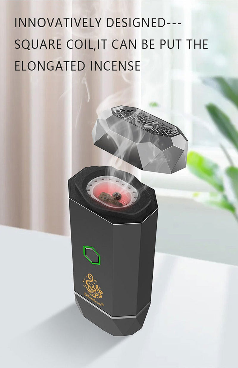 CRONY Small B16 Portable Bukhoor Style Usb Type-C Power incense burner Bakhoor Portable Rechargeable Electric Incense Burner | BLACK - Edragonmall.com