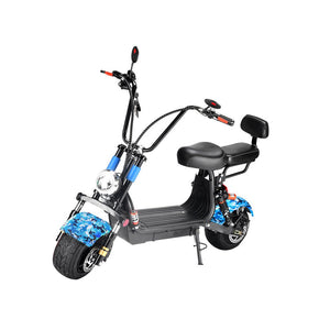 CRONY Small Harley two seat big tires with BT  1000w high power two wheels adult electric scooter Electric Motorcycle Camouflage Blue