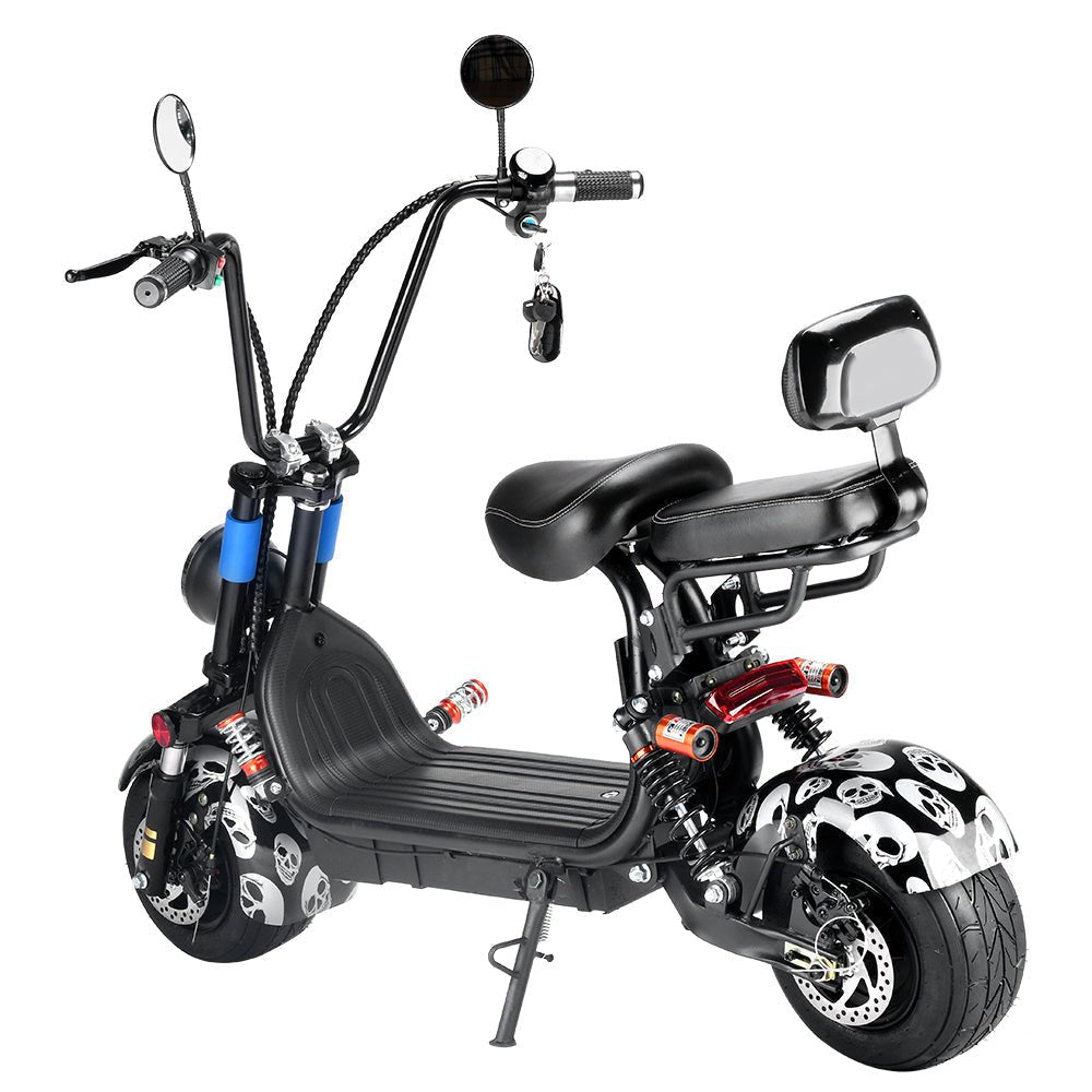 CRONY Small Harley two seat big tires with BT 1000w 60KM/H high power two wheels adult electric scooter motorcycle | Camouflage Blue - Edragonmall.com