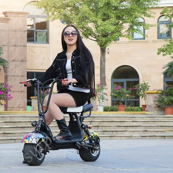 CRONY Small Harley two seat big tires with BT 1000w 60KM/H high power two wheels adult electric scooter motorcycle | Street Dance - Edragonmall.com