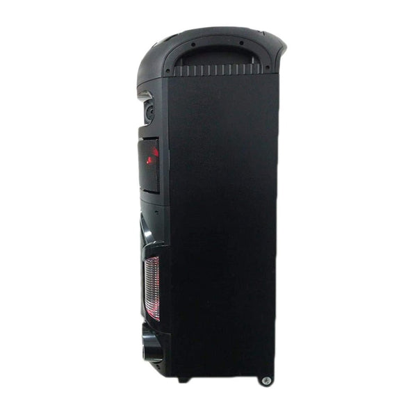 CRONY  SN-128 100W Bluetooth Trolley Speaker with 2 UHF mics Record Function LED Disco Lights Aux FM Radio USB Memory Card
