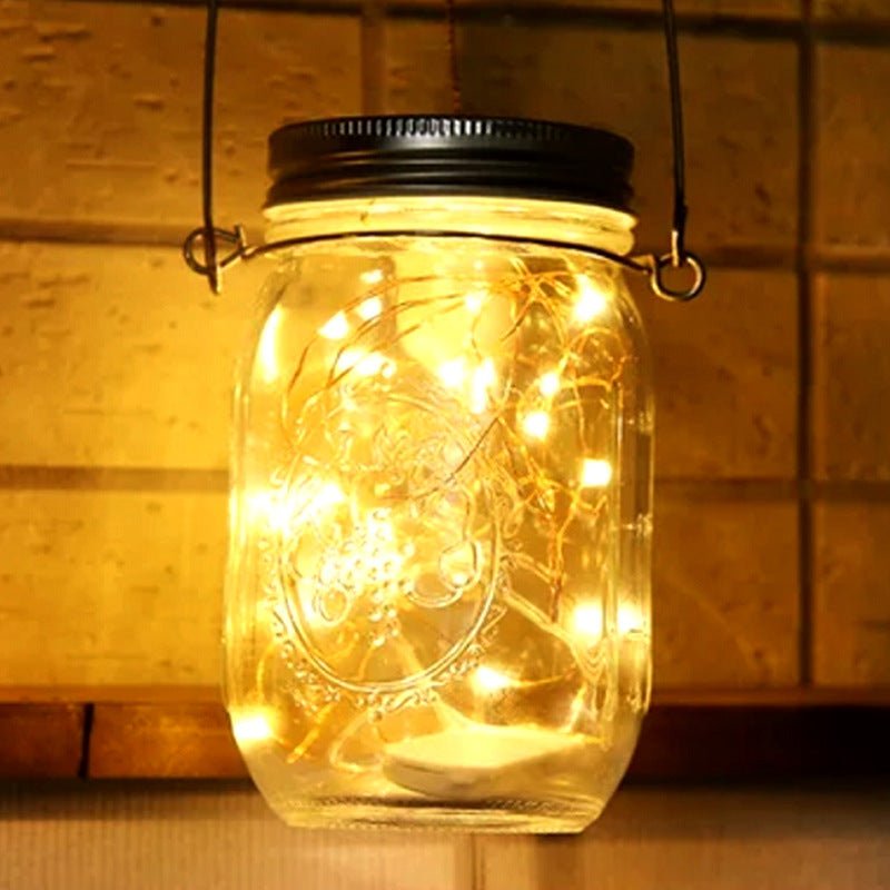 CRONY Solar Mosaic Hanging Light 20 Leds Waterproof Outdoor Copper Wire String Solar Garden Mason Jar Light glass bottle colored light - Edragonmall.com