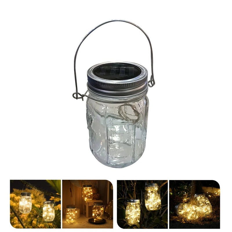 CRONY Solar Mosaic Hanging Light 20 Leds Waterproof Outdoor Copper Wire String Solar Garden Mason Jar Light glass bottle colored light - Edragonmall.com