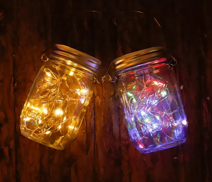 CRONY Solar Mosaic Hanging Light 20 Leds Waterproof Outdoor Copper Wire String Solar Garden Mason Jar Light glass bottle colored light - Edragonmall.com