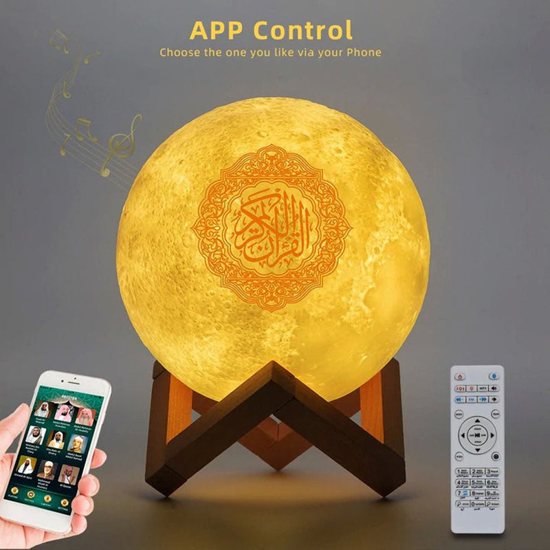 CRONY SQ-520 Moon Lamp Quran Speaker With Remote And USB Cable White/Beige - Edragonmall.com