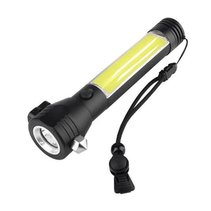 CRONY T09 Solar  Usb Rechargeable Led Flashlight Solar Portable Hand Light Car Emergency Rescue Hammer Tool Safety Escape Hammer Compass